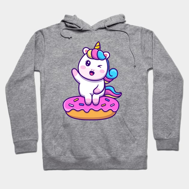 Cute Unicorn Sitting On Doughnut Hoodie by Catalyst Labs